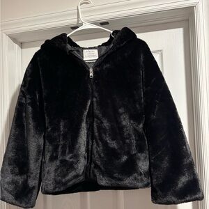 Cozy Black Faux Fur Kids Puffer Jacket